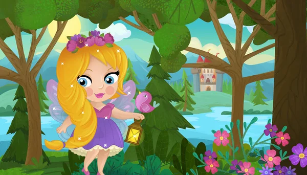 Doğa Ormanı Prensesi ve Çocuklar için Kale Çizimleri