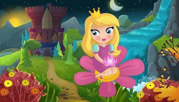 Doğa Ormanı Prensesi ve Çocuklar için Kale Çizimleri