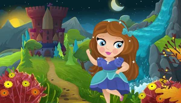 Doğa Ormanı Prensesi ve Çocuklar için Kale Çizimleri