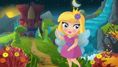 Doğa Ormanı Prensesi ve Çocuklar için Kale Çizimleri