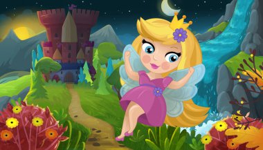 Doğa Ormanı Prensesi ve Çocuklar için Kale Çizimleri