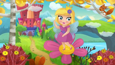 Doğa Ormanı Prensesi ve Çocuklar için Kale Çizimleri