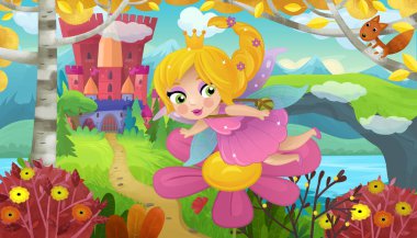 Doğa Ormanı Prensesi ve Çocuklar için Kale Çizimleri