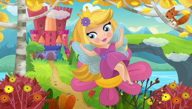 Doğa Ormanı Prensesi ve Çocuklar için Kale Çizimleri