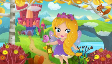 Doğa Ormanı Prensesi ve Çocuklar için Kale Çizimleri