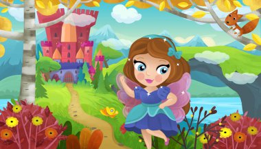 Doğa Ormanı Prensesi ve Çocuklar için Kale Çizimleri