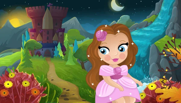 Doğa Ormanı Prensesi ve Çocuklar için Kale Çizimleri