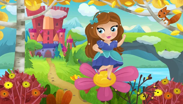 Doğa Ormanı Prensesi ve Çocuklar için Kale Çizimleri