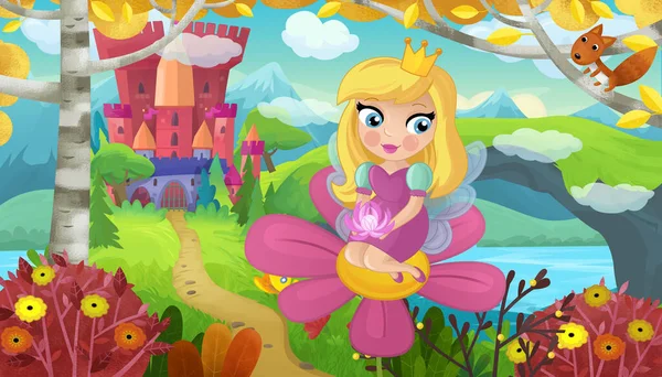 Doğa Ormanı Prensesi ve Çocuklar için Kale Çizimleri