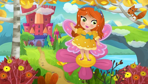 Doğa Ormanı Prensesi ve Çocuklar için Kale Çizimleri