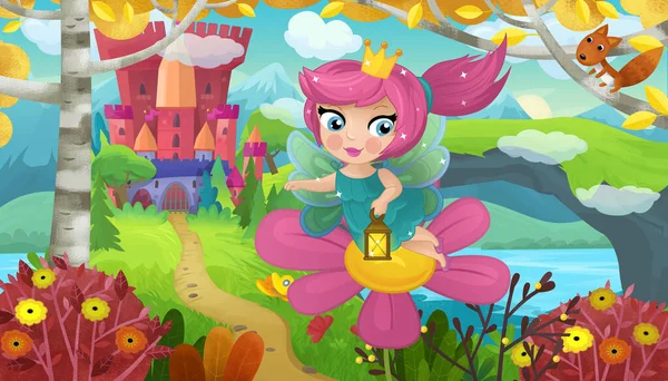 Doğa Ormanı Prensesi ve Çocuklar için Kale Çizimleri