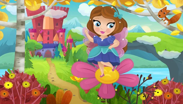 Doğa Ormanı Prensesi ve Çocuklar için Kale Çizimleri
