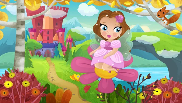 Doğa Ormanı Prensesi ve Çocuklar için Kale Çizimleri