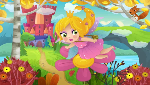 Doğa Ormanı Prensesi ve Çocuklar için Kale Çizimleri