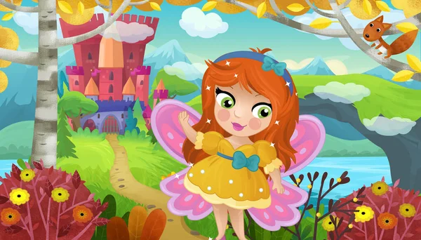 Doğa Ormanı Prensesi ve Çocuklar için Kale Çizimleri