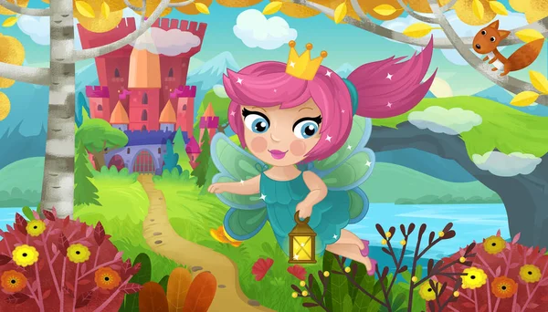 Doğa Ormanı Prensesi ve Çocuklar için Kale Çizimleri