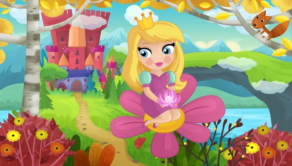 Doğa Ormanı Prensesi ve Çocuklar için Kale Çizimleri