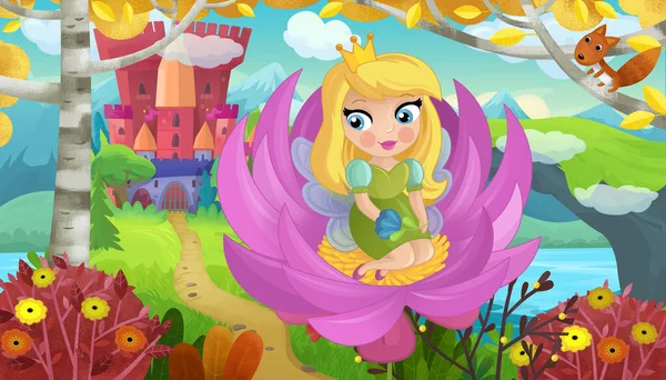 Doğa Ormanı Prensesi ve Çocuklar için Kale Çizimleri