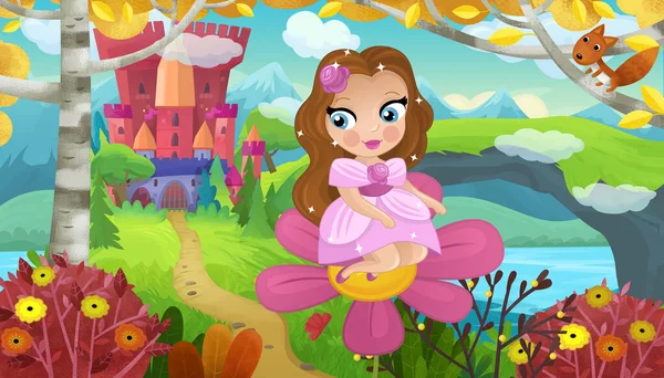 Doğa Ormanı Prensesi ve Çocuklar için Kale Çizimleri