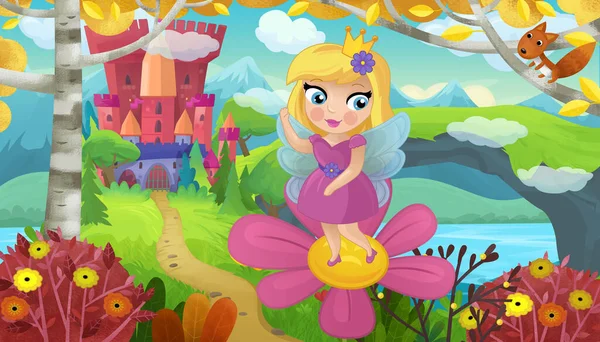 Doğa Ormanı Prensesi ve Çocuklar için Kale Çizimleri