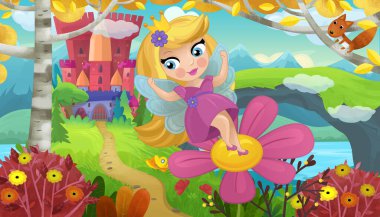 Doğa Ormanı Prensesi ve Çocuklar için Kale Çizimleri