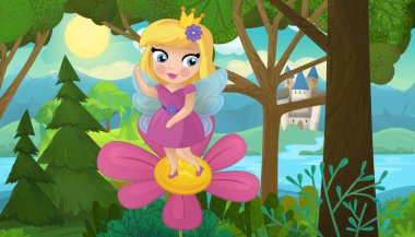 Doğa Ormanı Prensesi ve Çocuklar için Kale Çizimleri