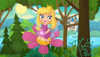 Doğa Ormanı Prensesi ve Çocuklar için Kale Çizimleri