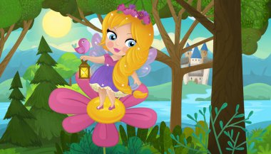 Doğa Ormanı Prensesi ve Çocuklar için Kale Çizimleri