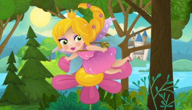 Doğa Ormanı Prensesi ve Çocuklar için Kale Çizimleri