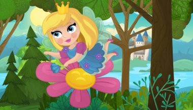 Doğa Ormanı Prensesi ve Çocuklar için Kale Çizimleri