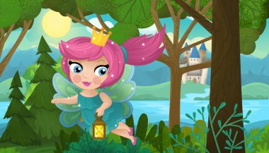 Doğa Ormanı Prensesi ve Çocuklar için Kale Çizimleri