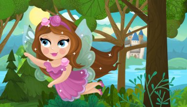 Doğa Ormanı Prensesi ve Çocuklar için Kale Çizimleri