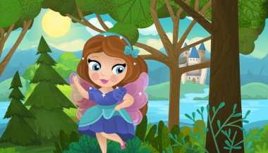 Doğa Ormanı Prensesi ve Çocuklar için Kale Çizimleri