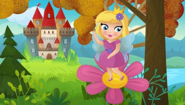 Doğa Ormanı Prensesi ve Çocuklar için Kale Çizimleri