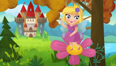 Doğa Ormanı Prensesi ve Çocuklar için Kale Çizimleri
