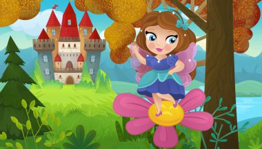 Doğa Ormanı Prensesi ve Çocuklar için Kale Çizimleri