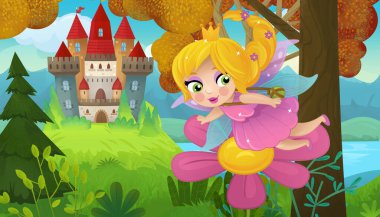 Doğa Ormanı Prensesi ve Çocuklar için Kale Çizimleri