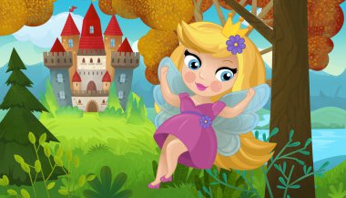 Doğa Ormanı Prensesi ve Çocuklar için Kale Çizimleri