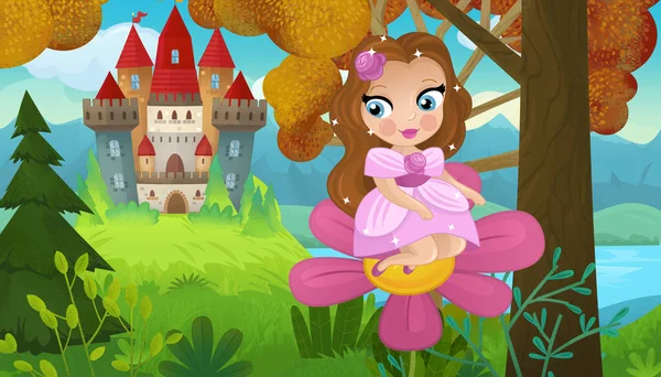 Doğa Ormanı Prensesi ve Çocuklar için Kale Çizimleri