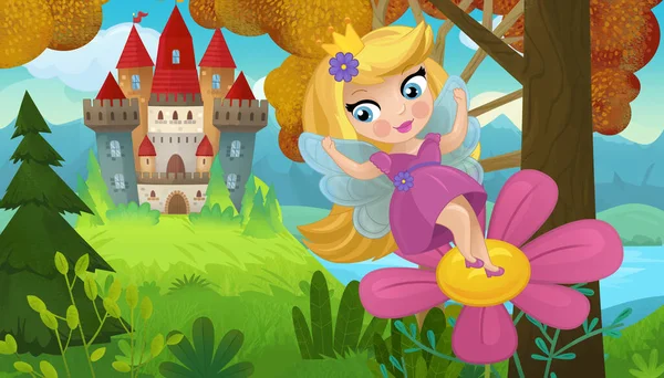 Doğa Ormanı Prensesi ve Çocuklar için Kale Çizimleri