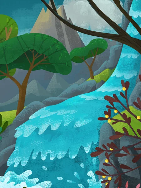 Cartoon Scene Fairy Tale Nature Forest Illustration Children — стоковое фото
