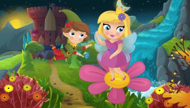 Doğa Ormanı Prensesi ve Çocuklar için Kale Çizimleri