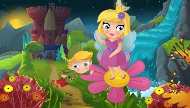 Doğa Ormanı Prensesi ve Çocuklar için Kale Çizimleri