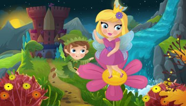 Doğa Ormanı Prensesi ve Çocuklar için Kale Çizimleri