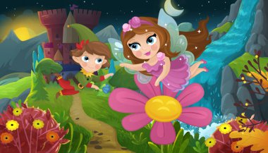 Doğa Ormanı Prensesi ve Çocuklar için Kale Çizimleri