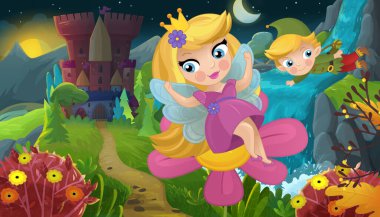 Doğa Ormanı Prensesi ve Çocuklar için Kale Çizimleri