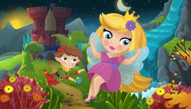 Doğa Ormanı Prensesi ve Çocuklar için Kale Çizimleri