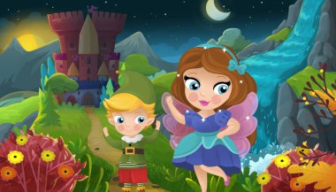 Doğa Ormanı Prensesi ve Çocuklar için Kale Çizimleri