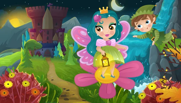 Doğa Ormanı Prensesi ve Çocuklar için Kale Çizimleri