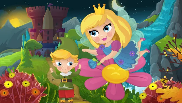 Doğa Ormanı Prensesi ve Çocuklar için Kale Çizimleri